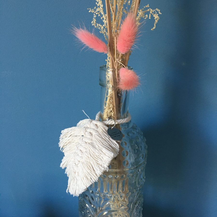 Bouteille Déco macramé blanche – Image 3