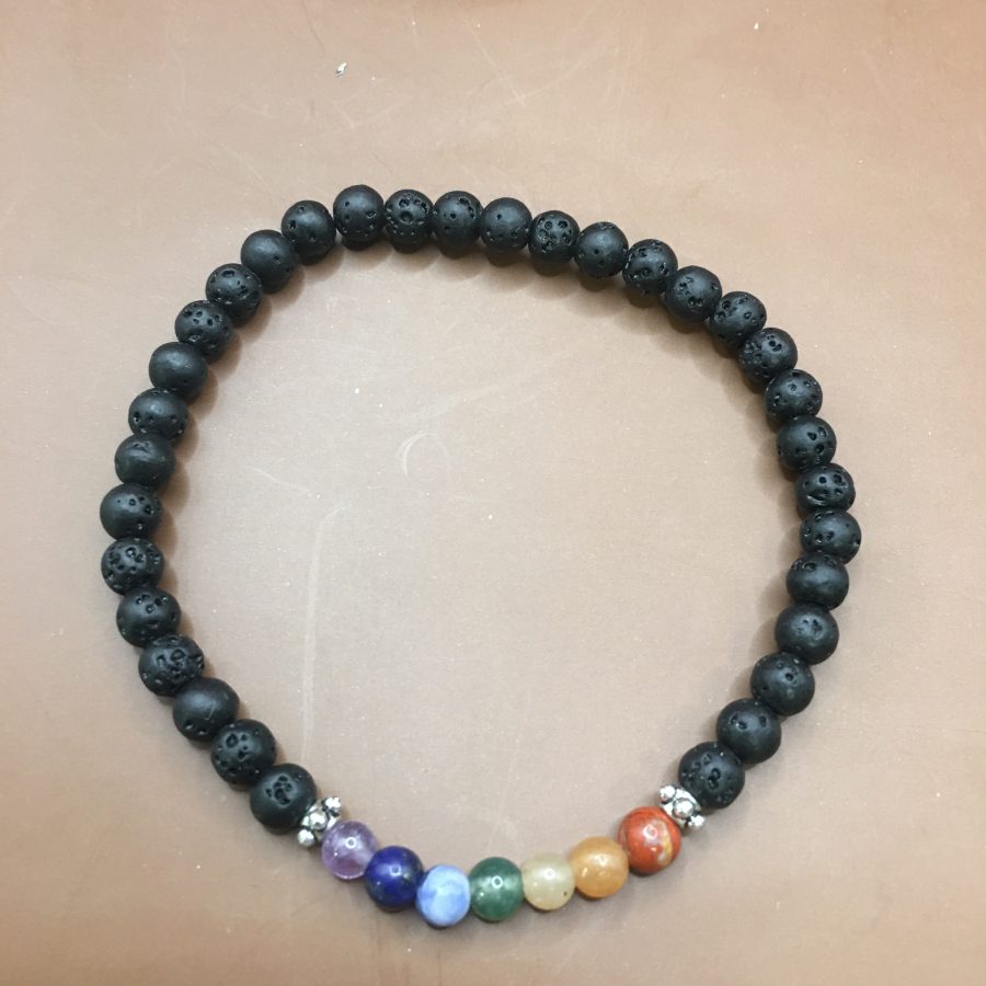 Bracelet lave noire et chakras – Image 2