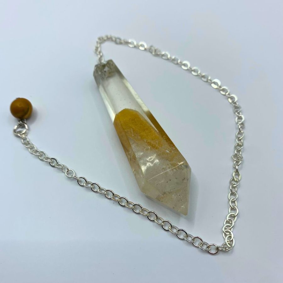 Pendule résine Jaspe jaune, cristal de roche – Image 2