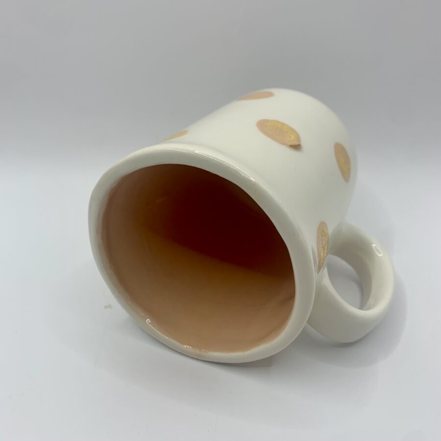 Tasse faïence thé ou café blanche poids abricot – Image 2