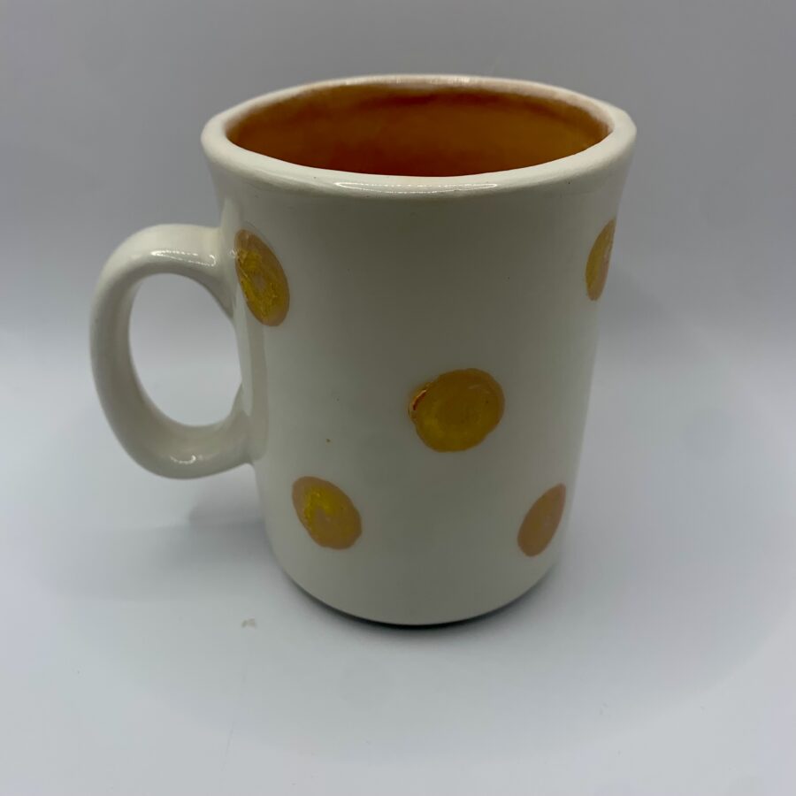 Tasse faïence thé ou café blanche poids abricot
