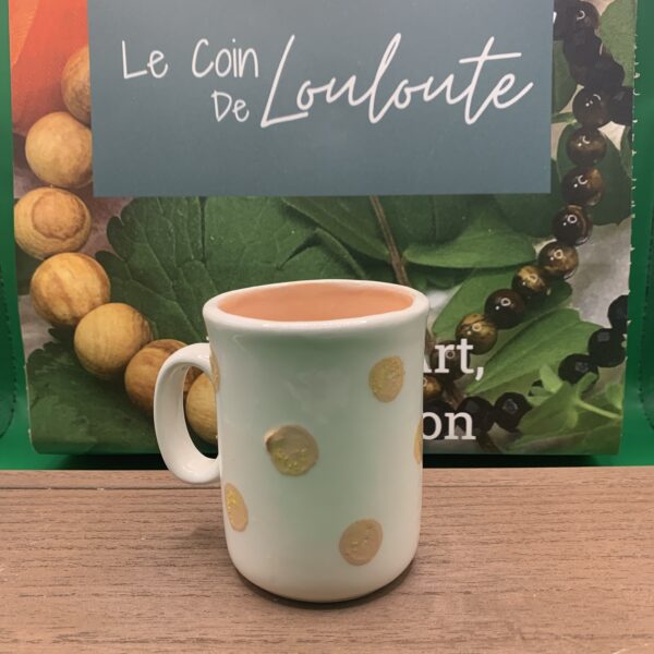 Tasse faïence thé ou café blanche poids abricot