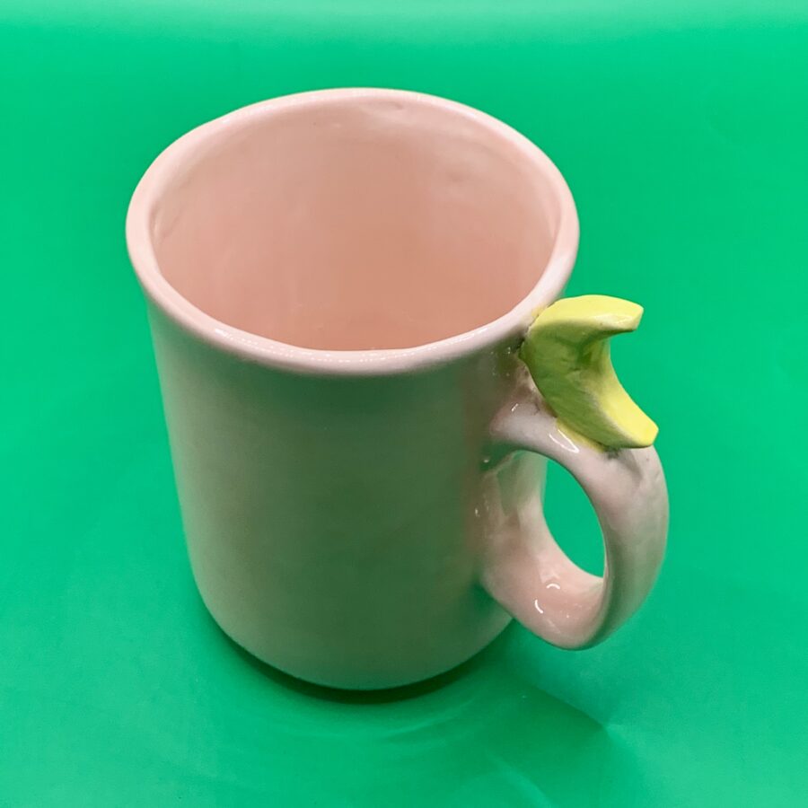 Tasse faïence thé ou café rose pâle lune jaune – Image 3