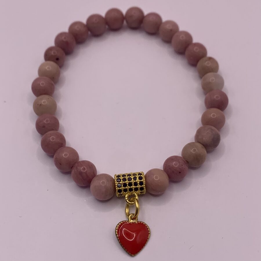 Bracelet Rhodonite 6mm cœur rouge – Image 3