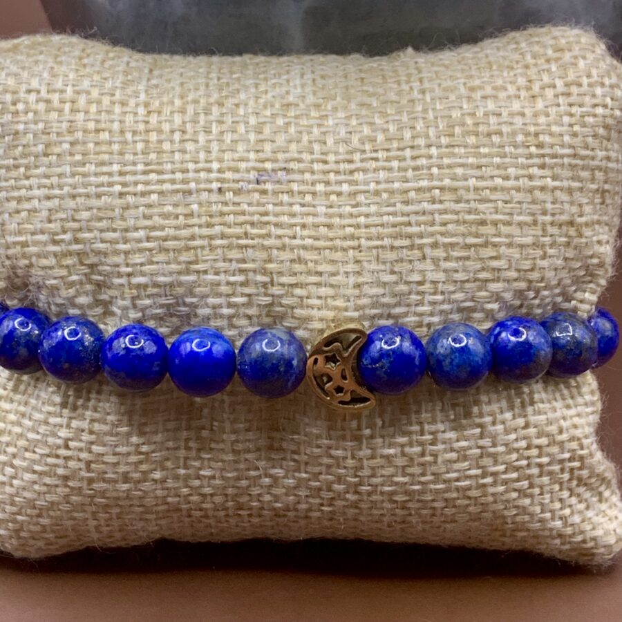 Bracelet Lapis Lazuli et lune dorée – Image 2