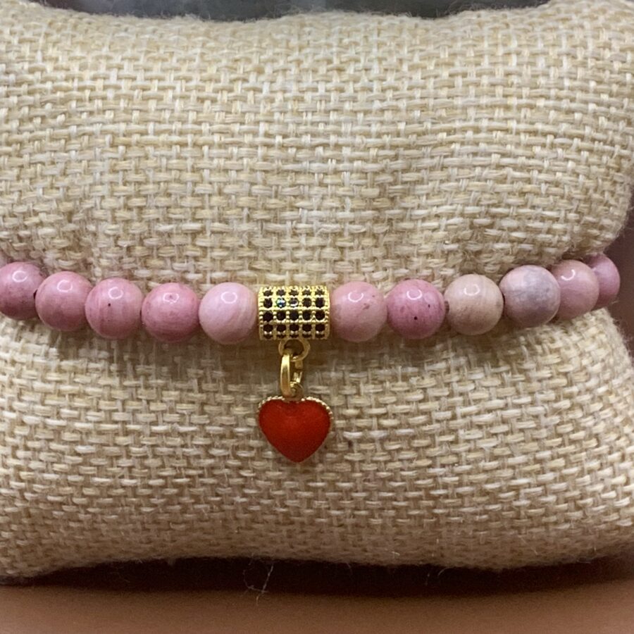 Bracelet Rhodonite 6mm cœur rouge – Image 2
