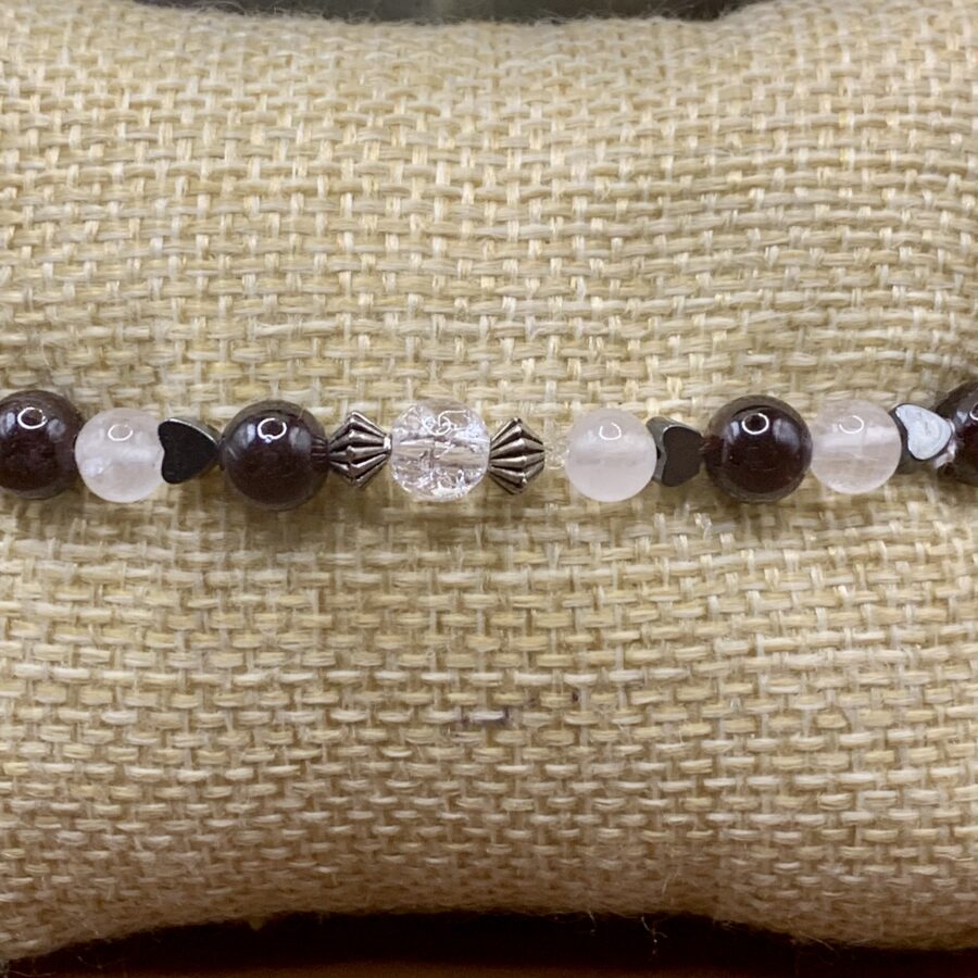 Bracelet Obsidienne,Quartz rose, Hématite, Cristal de Roche – Image 2