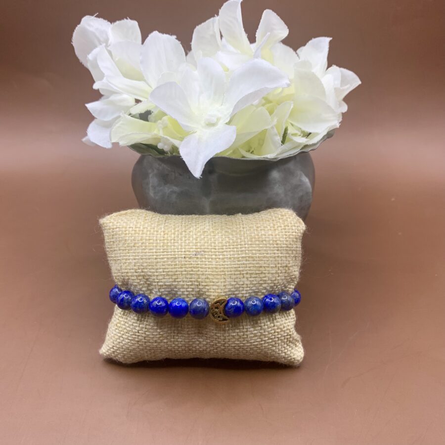 Bracelet Lapis Lazuli et lune dorée