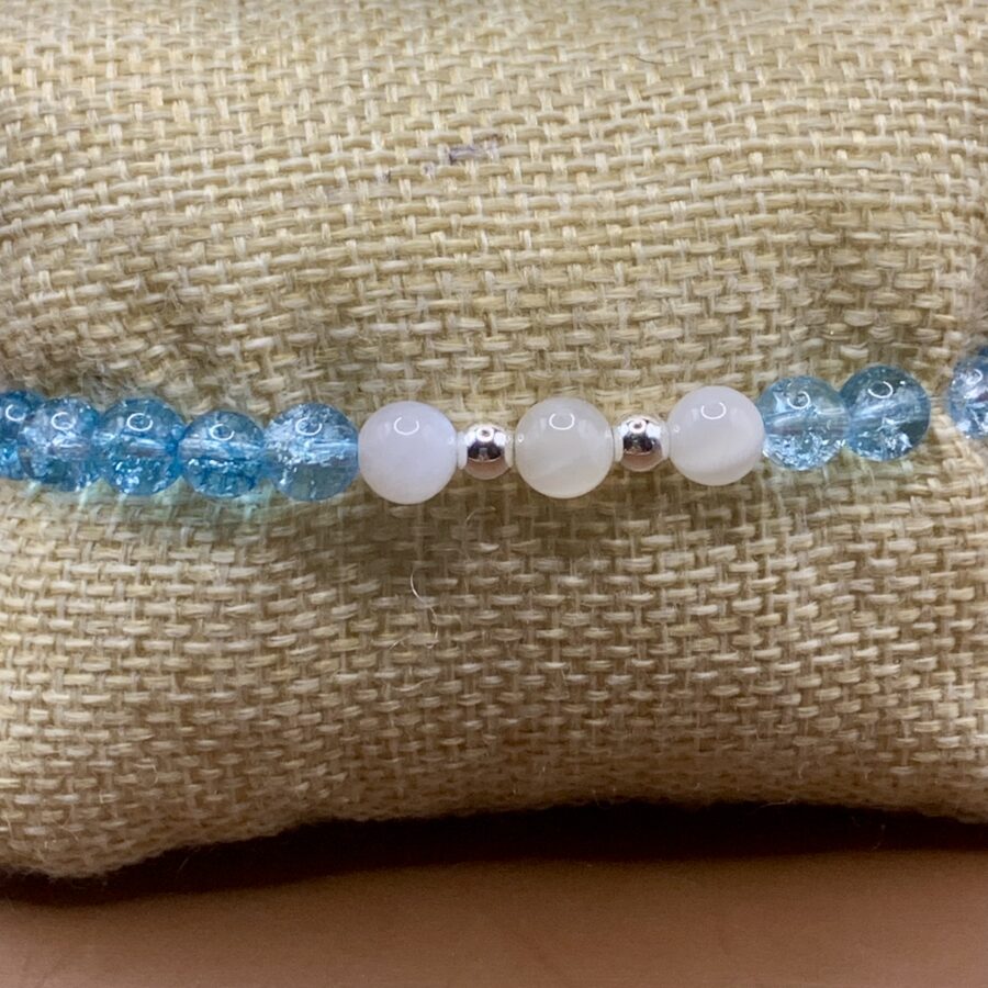 Bracelet Topaze bleue et Pierre de lune 6mm – Image 2